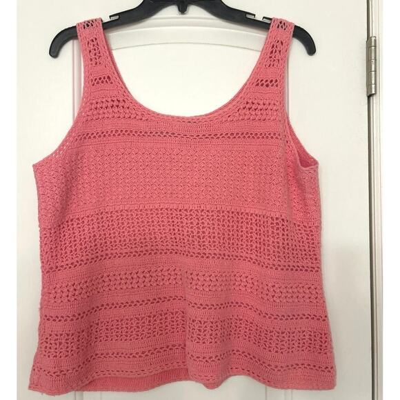 Vintage Y2K White Stag Pink Crochet Summer Cropped Top XL Festival Concert - Picture 6 of 10
